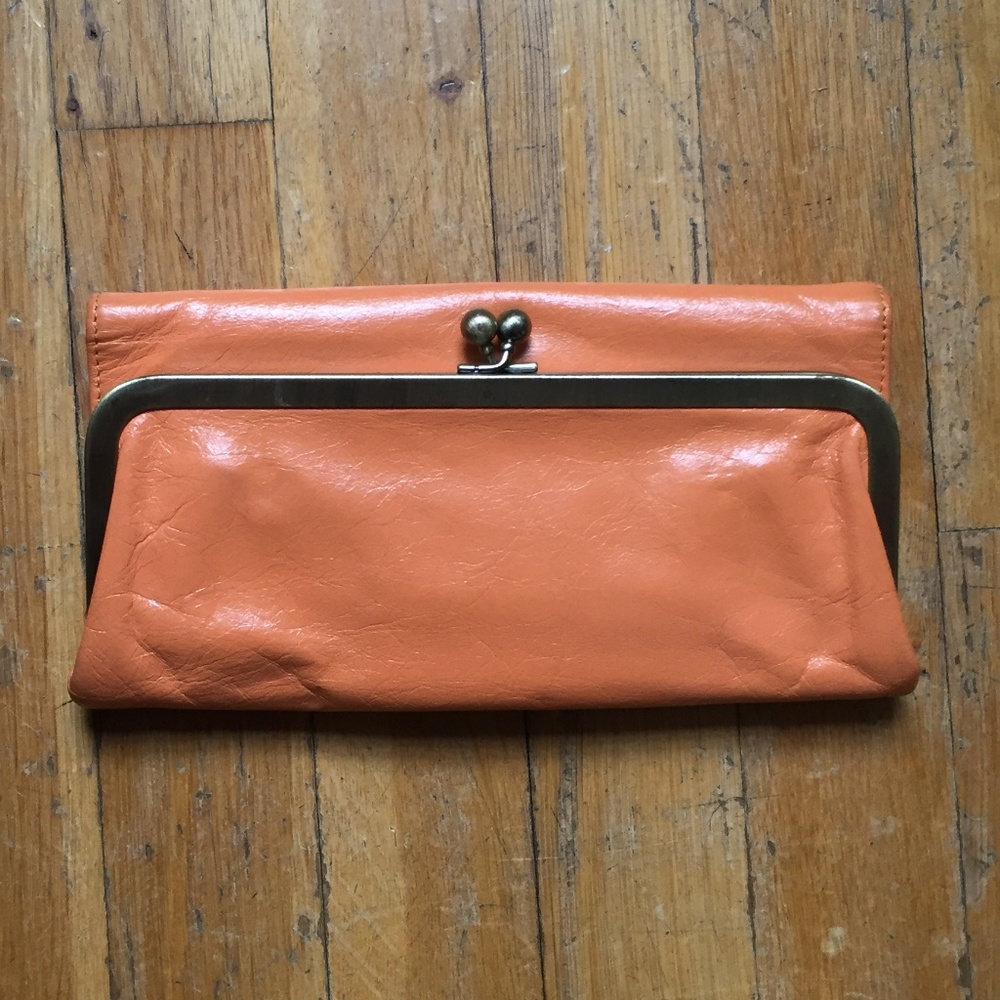 HOBO Leather Wallet Clutch - Orange